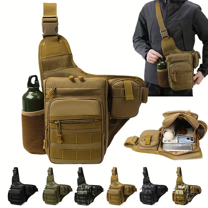 Waterproof Tactical Fishing Shoulder Bag - Outdoor Sports and Travel Crossbody Chest Backpack for Cycling, Climbing, Camping