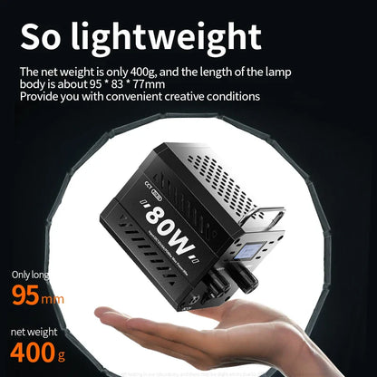 80W Dual Color Temperature COB Photography Light - Professional LED Video Light, Portable Handheld Fill Light with Mini Bowens