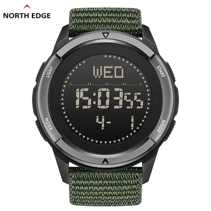 NORTH EDGE ALPS 45MM Men's Outdoor Sports Watch Waterproof Compass Metronome Carbon Fiber Case Nylon Strap