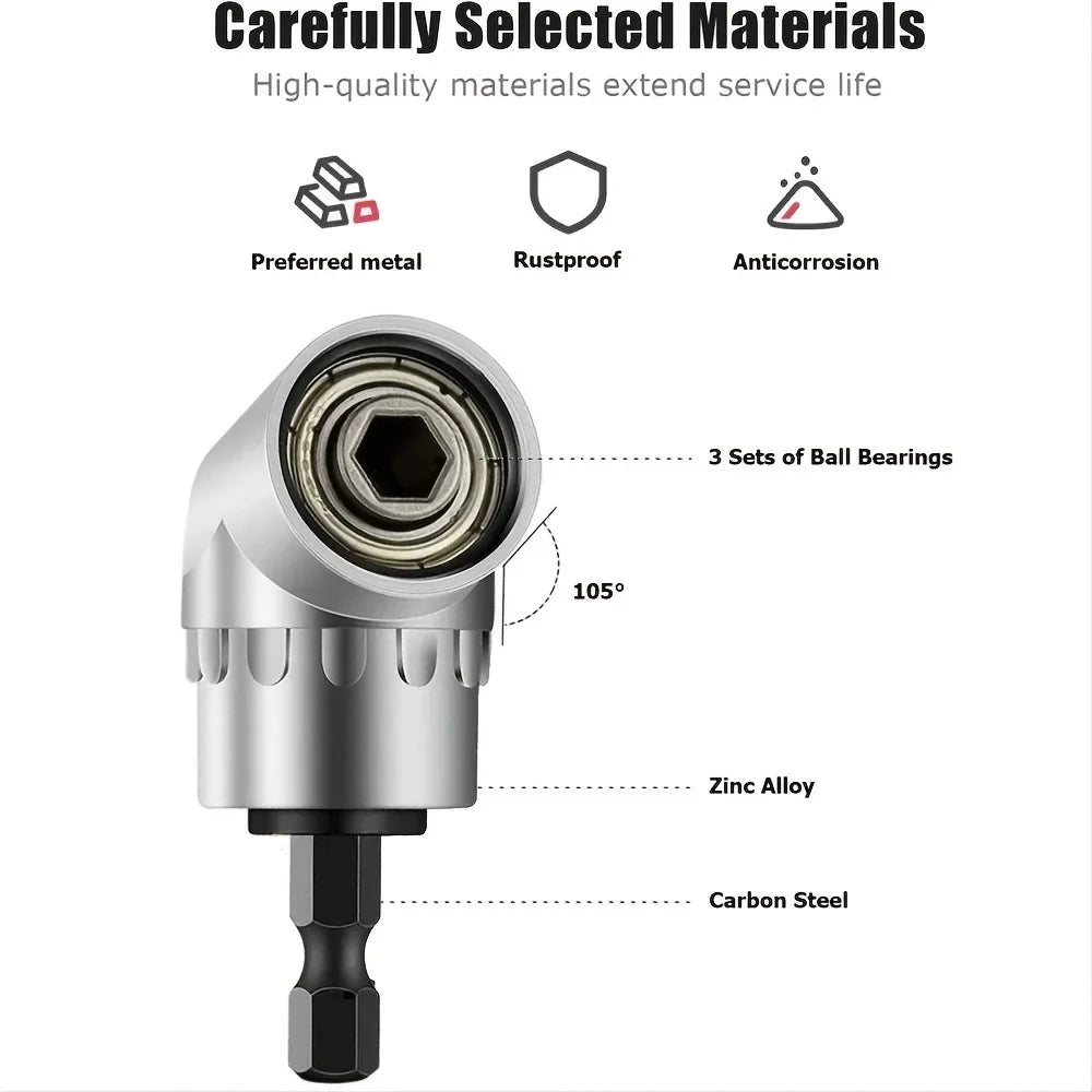 Impact Grade 105 Degree Angle Socket Adapter: Power Hand Tool Part Driver Extension Set - Screwdriver Holder Drill Nut Attachment