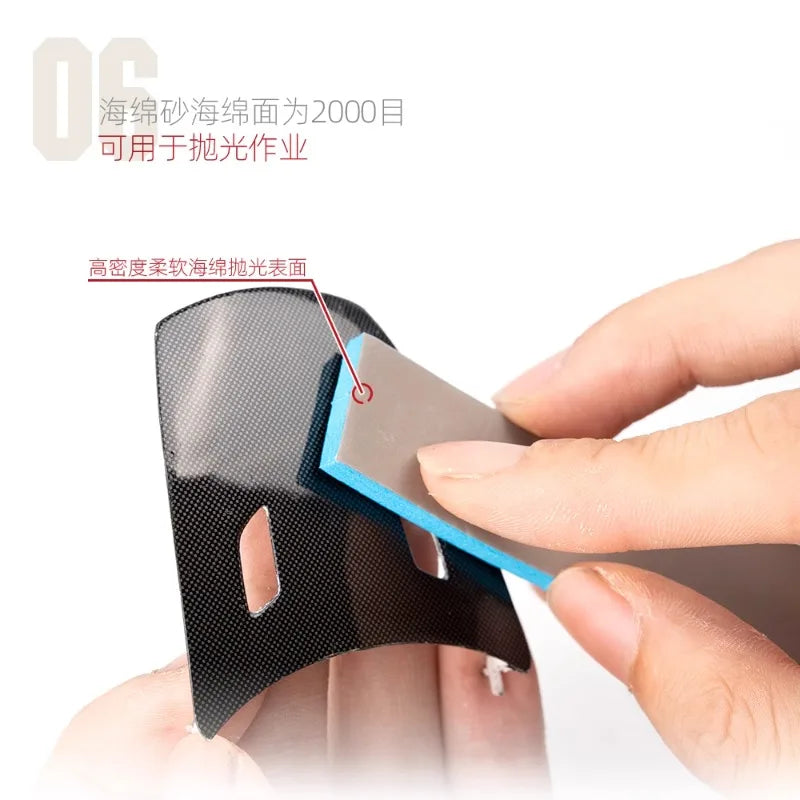 HOBBY MIO #400–#2000 Softback Sandpaper Sponge Set – Curved Sanding Tools with Storage Box for Plastic Model Polishing