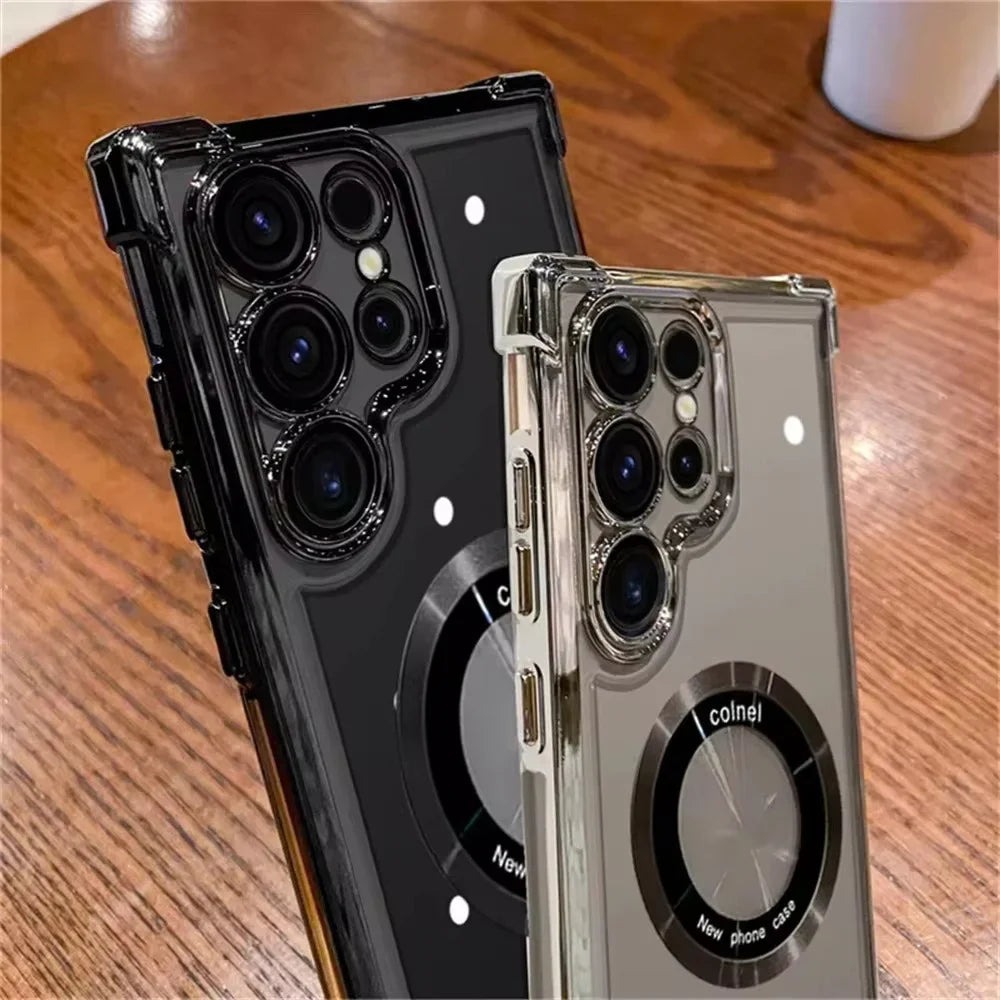 MagSafe Plating Phone Case – Shockproof Clear Magnetic Cover for Samsung Galaxy S25/S24/S23/S22 Ultra, S21 Plus, FE 5G, Note 20