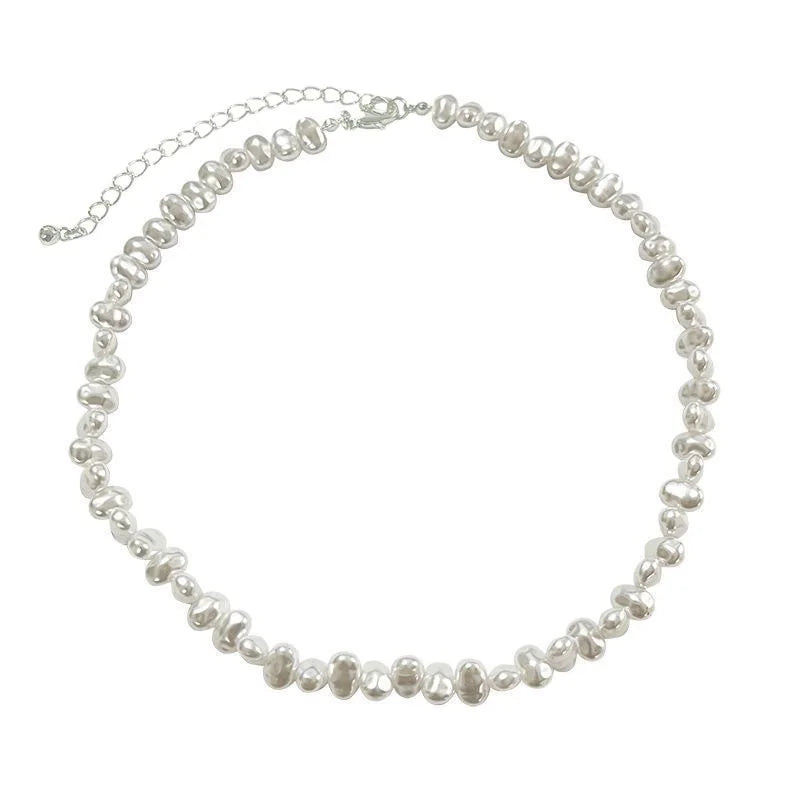 Simple Imitation Pearl Necklace – Adjustable Elegant Irregular Beads, Trendy Jewelry for Women, Girls, Date, Wedding & Party Gift