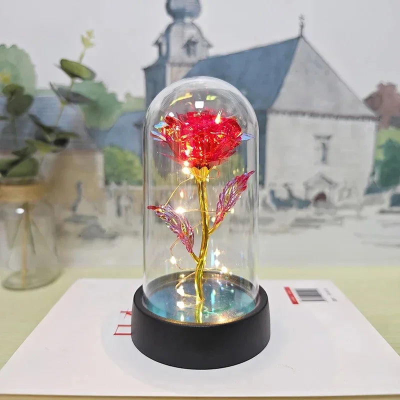 Artificial Eternal Rose Flowers with LED Light – Valentine’s Day Gift for Girlfriend, Wedding & Christmas Decor