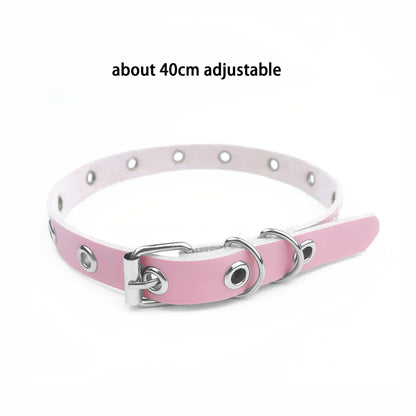 Pink Gothic Collar Necklace – Trendy Rock Leather Heart with Rivets, Harajuku Punk Choker Jewelry for Women, Gift Idea