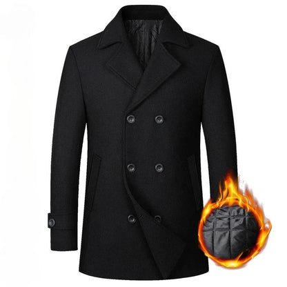 Men’s Double Breasted Wool Blend Winter Coat – Thick Warm Long Trench Overcoat (EU Sizes)