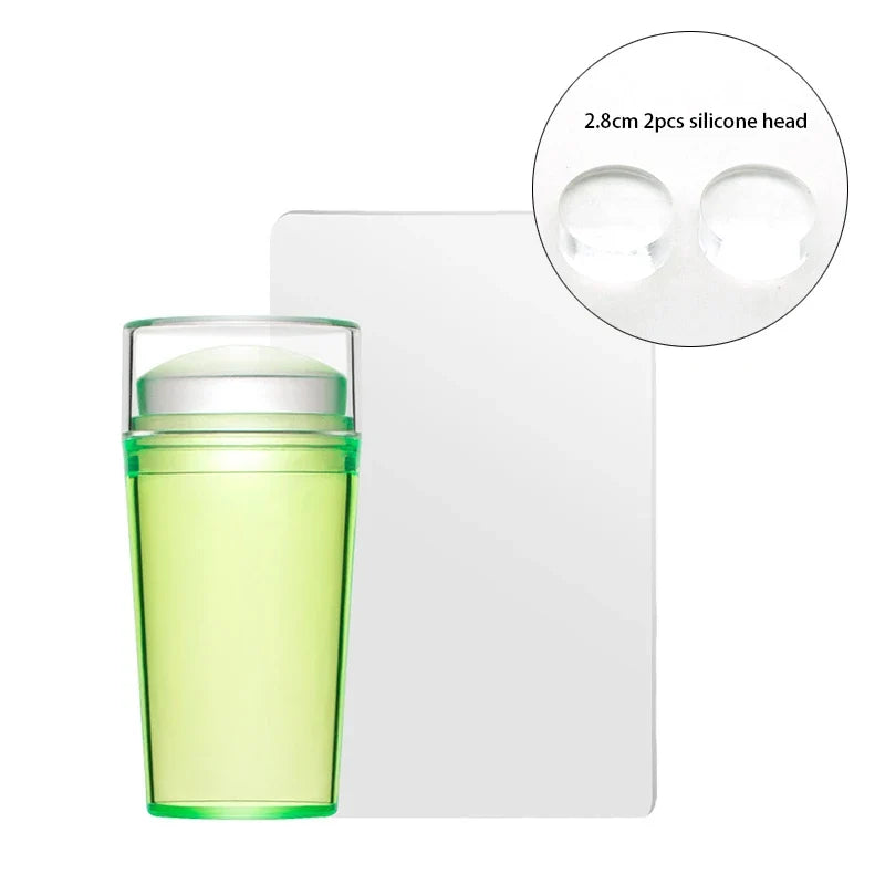 Clear Jelly Nail Stamper Set - Silicone Nail Art Stamp Tool with Scraper for Manicure Designs