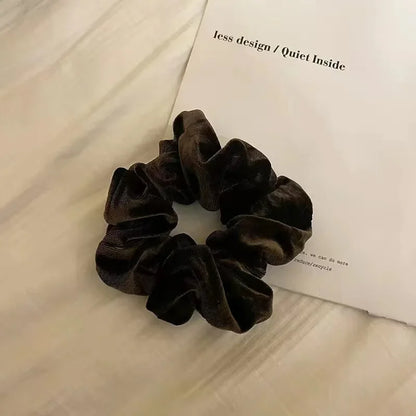 Vintage Velvet Hair Scrunchies for Women & Girls – Solid Color Ponytail Holder Elastic Hair Bands, Soft Fashion Hair Ties Accessories