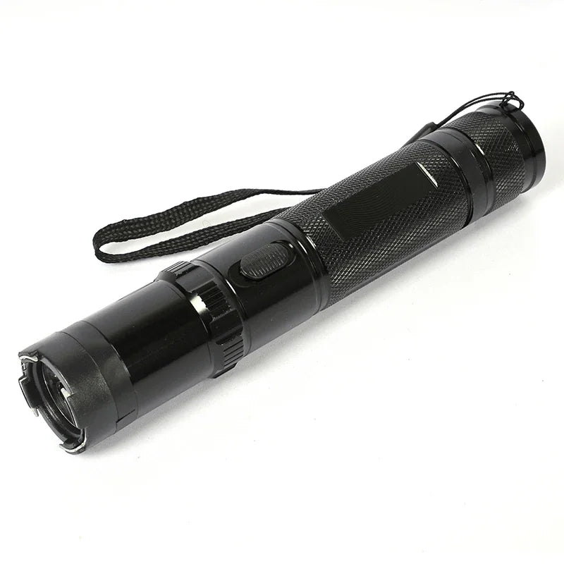 910A Rechargeable Self-Defense Flashlight — High-Power Outdoor Torch with Large Capacity Battery, Black