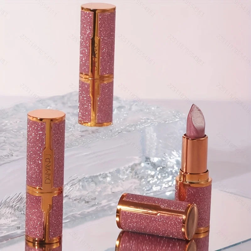 Rose Smoke Powder Lipstick – Glossy Velvet, Waterproof, Durable Starry Shine Lip Color