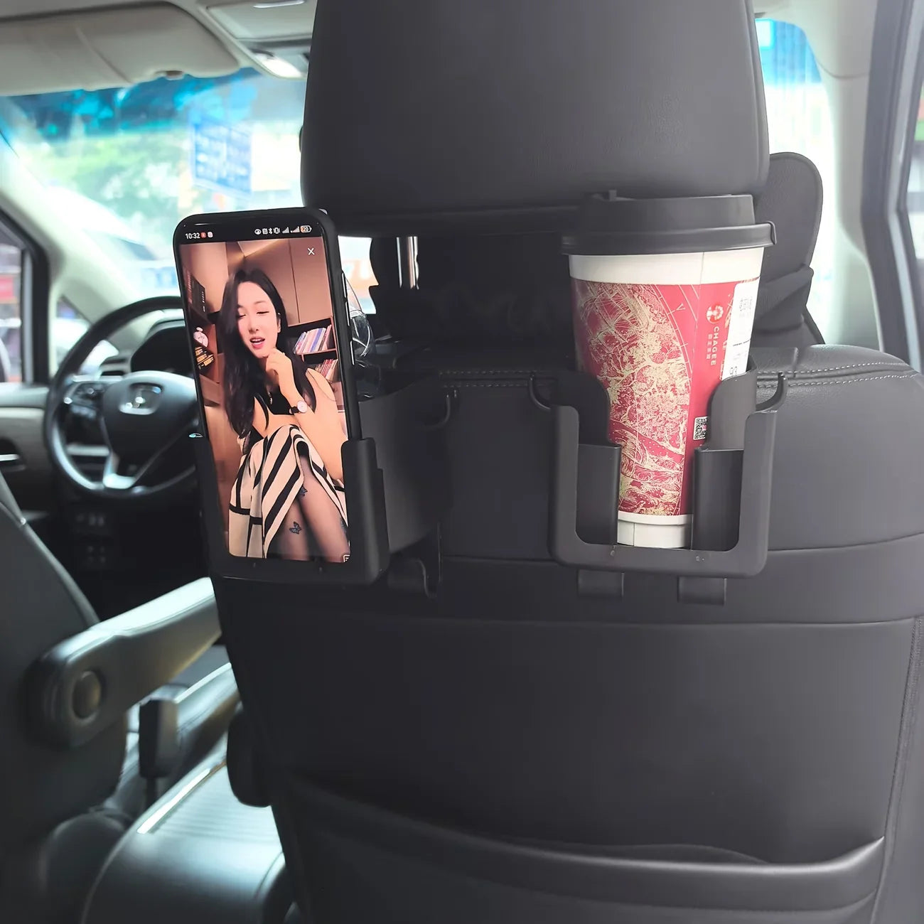 2-Pack Car Seat Back Organizer – Cup Holder, Hook & Phone Bracket Rear Storage for Water Bottle, Phone & Car Interior Accessories