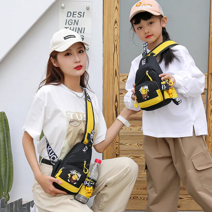 Children’s Glow-in-the-Dark Pikachu Shoulder Bag — Canvas Youth Sports Crossbody Chest & Waist Bag for Kids, Men & Women