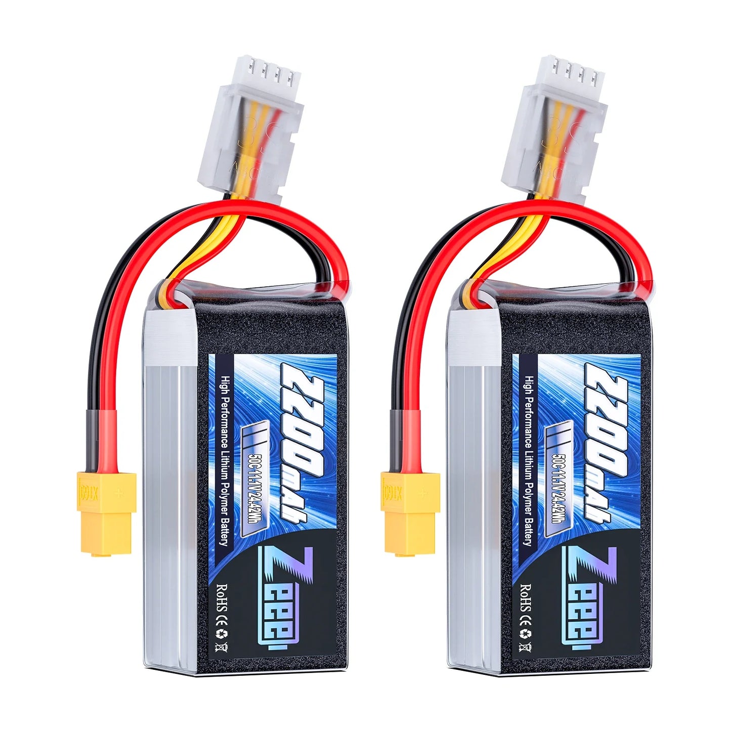 2PCS Zeee 3S 2200mAh 11.1V LiPo Battery – Shorty RC Battery with T/XT60 Plug for Cars, Drones & FPV Models