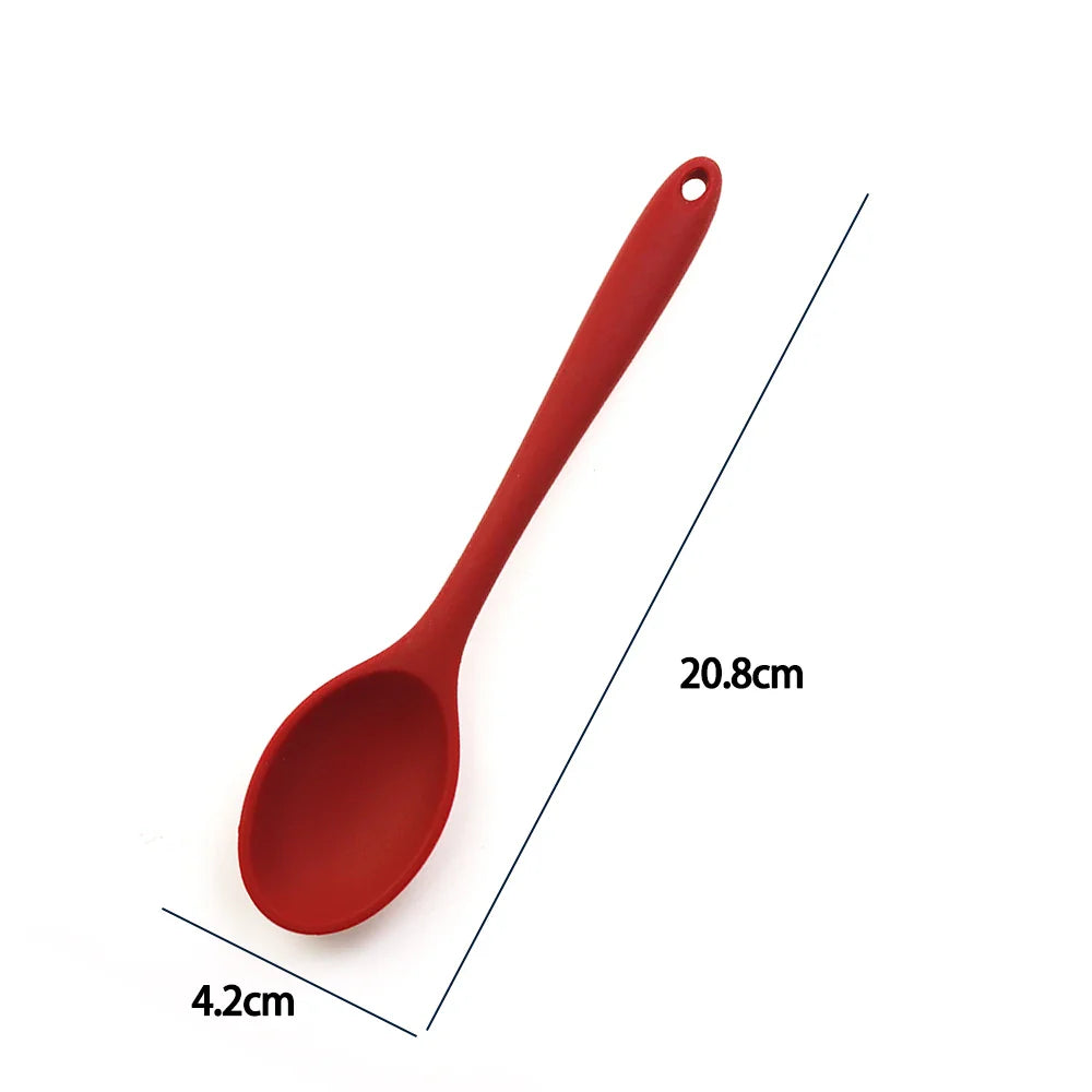 Soft Silicone Cooking Spoon - Long Handle Stirring Ladle for Kitchen Use - Essential Cooking Utensil