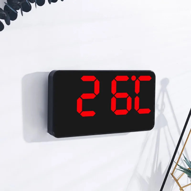 Voice Control Large Digital Wall Clock – LED Display with Temperature, Date, Week, DST, Snooze, Dual Alarm, 12/24H, Wall-Mounted or Table Use