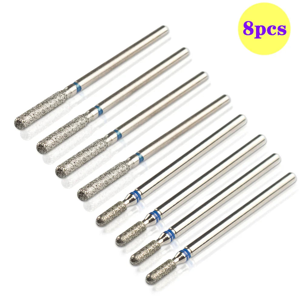 8pcs Diamond Nail Drill Bit Set - Rotary Electric Milling Cutters for Pedicure, Manicure, Cuticle Burr & Nail Tools Accessories
