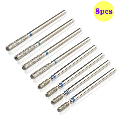 8pcs Diamond Nail Drill Bit Set - Rotary Electric Milling Cutters for Pedicure, Manicure, Cuticle Burr & Nail Tools Accessories