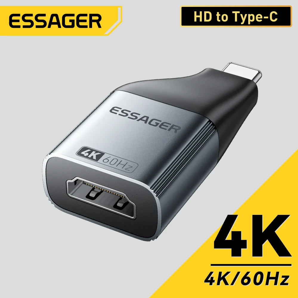 Essager USB-C to HDMI/DP/VGA Adapter – 4K@120Hz 8K@60Hz Video Converter for MacBook & TV Box