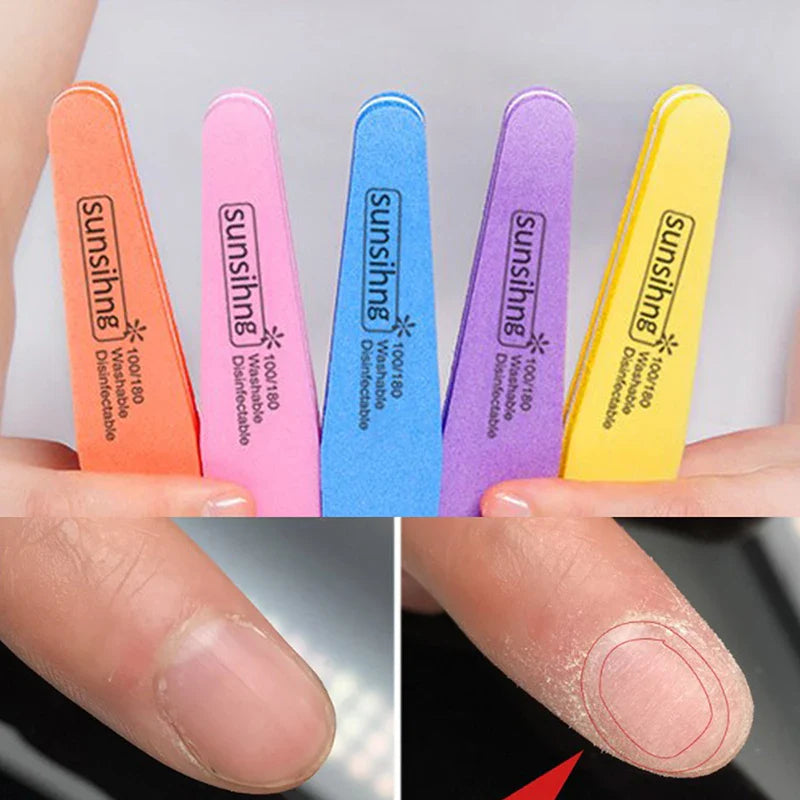 10PCS Double-Sided Nail File Blocks – Colorful Sponge Buffing, Sanding & Polishing Strips for Pedicure & Manicure Tools