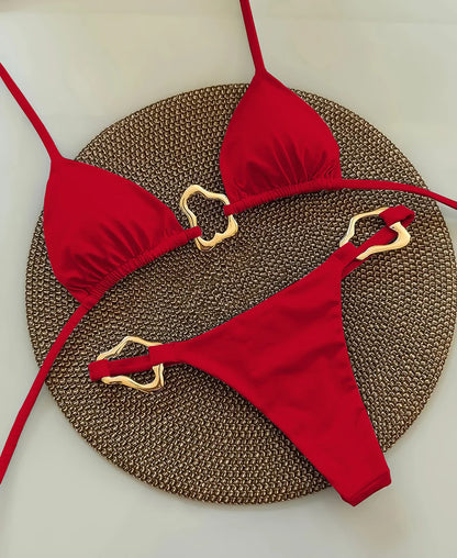 2025 Women’s Sexy Halter Micro Bikini Set – Solid Brazilian Thong Swimwear Beach Bathing Suit
