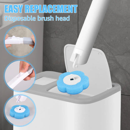 18/36pcs Toilet Brush Set – Long Handle Bathroom Cleaning Brush with Disposable Replacement Heads for Home WC Accessories
