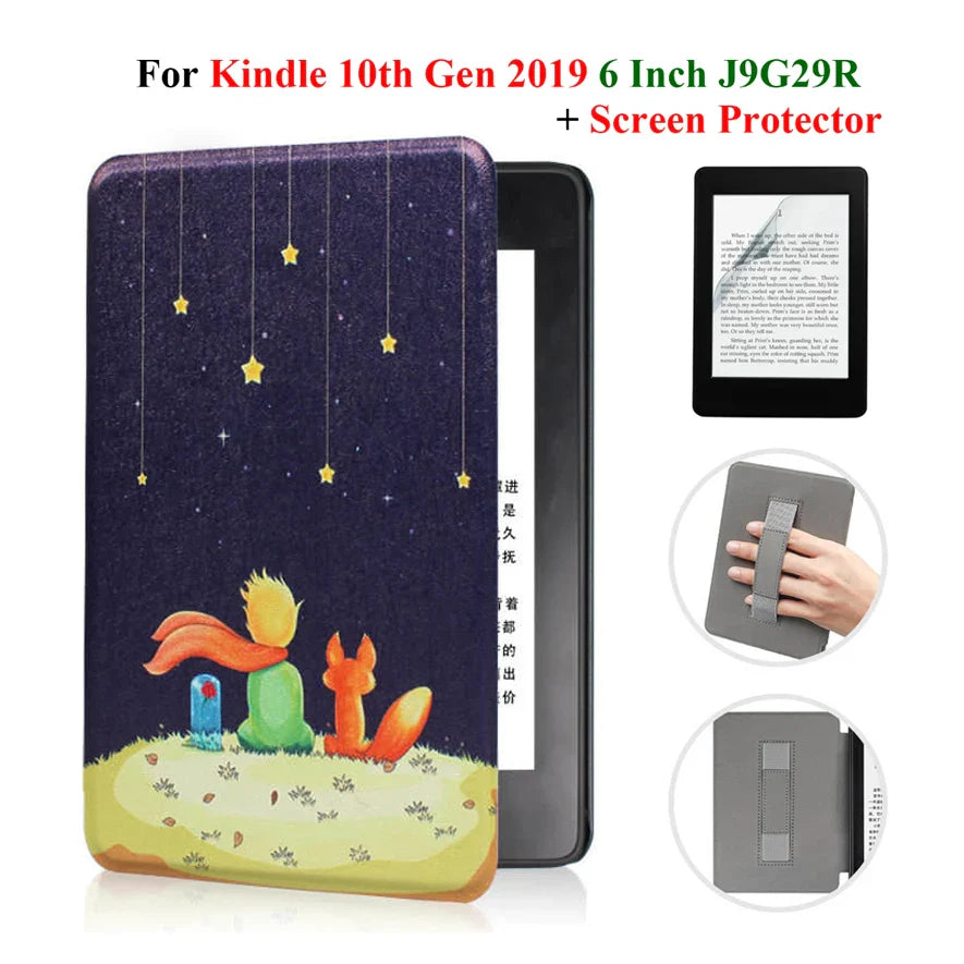 Kindle 10th Gen 6" Leather Case – Hand Strap & Screen Protector Cover with Wake/Sleep Function (2019, J9G29R)