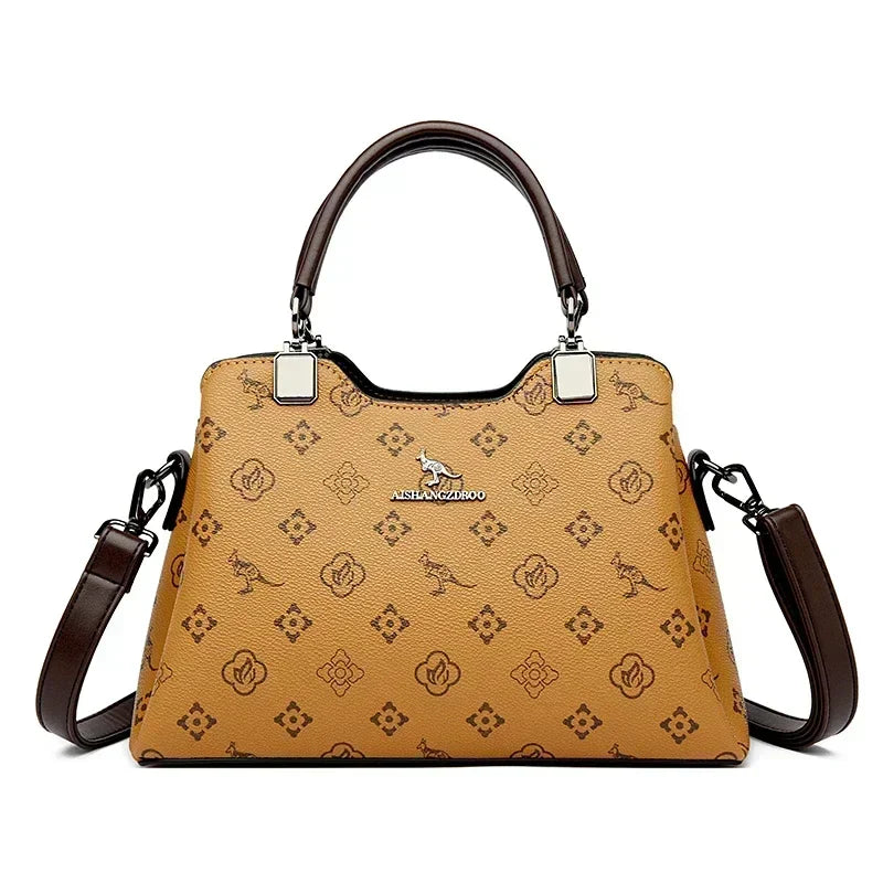 Luxury Fashion Print Women’s Handbag – Large Capacity Soft Leather Shoulder & Crossbody Designer Purse