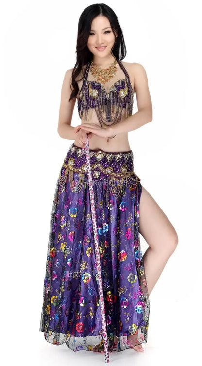 Sexy Belly Dance Costume Set for Women – 2-Piece Bra & Belt Outfit for Sizes 34D/DD,36D/DD,38/D/DDD,40B/C/D,42D/DD