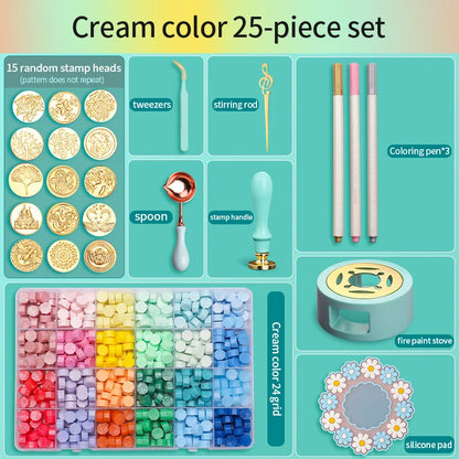 Wax Seal Stamp Kit with Storage Box & Furnace - Craft Supplies for Christmas & Wedding Invitation Decoration