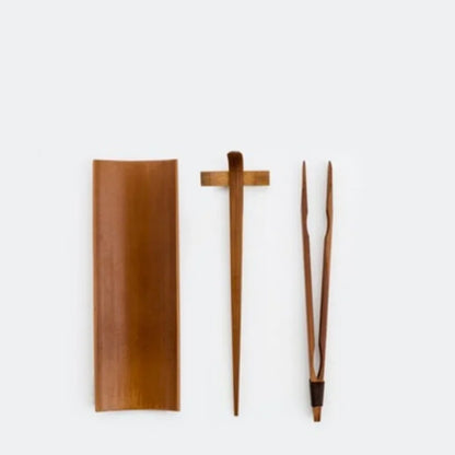 3/4/5Pcs Carbonized Bamboo Tea Set – Tea Clip, Teaspoon & Needle Pliers for Tea Ceremony