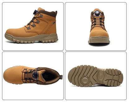 2024 Fashion Waterproof Security Work Boots – Protective Leather, Anti-Smash & Anti-Puncture Industrial Safety Shoes