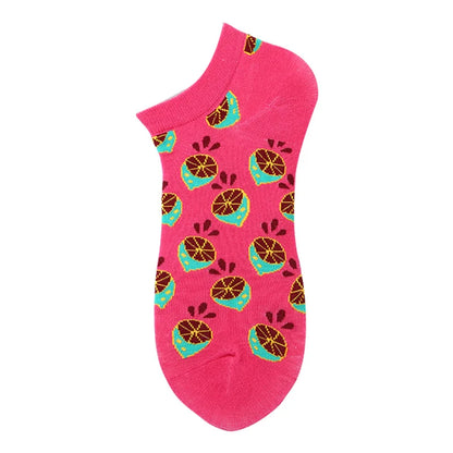 40-Style Colorful Cotton Ankle Socks – Fashion Novelty Short Socks for Men & Women, Funny Animal, Food & Avocado Casual Designs