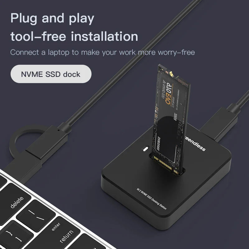 Blueendless External SSD Hard Disk NVME Enclosure – 10G Online Reading/Writing Speed, M.2 NVME SD Docking Station Case