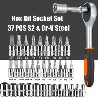 46-Piece Auto Repair Ratchet Wrench Tool Set – Vehicle Socket & Maintenance Toolbox Kit