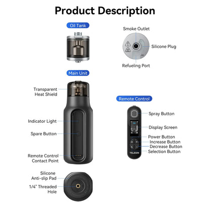TELESIN Portable Smoke Machine – Remote-Controlled Fogger for Photography, Video Shoot Smoke Effect
