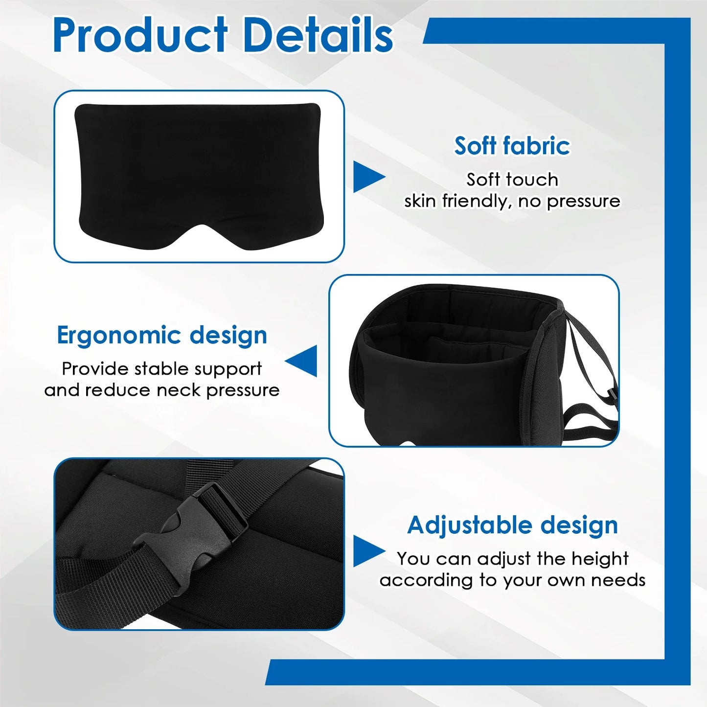 2-in-1 Travel Neck Pillow with Eye Mask & Storage Bag – 360° Support Cotton Airplane Headrest