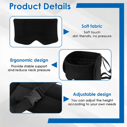 2-in-1 Travel Neck Pillow with Eye Mask & Storage Bag – 360° Support Cotton Airplane Headrest