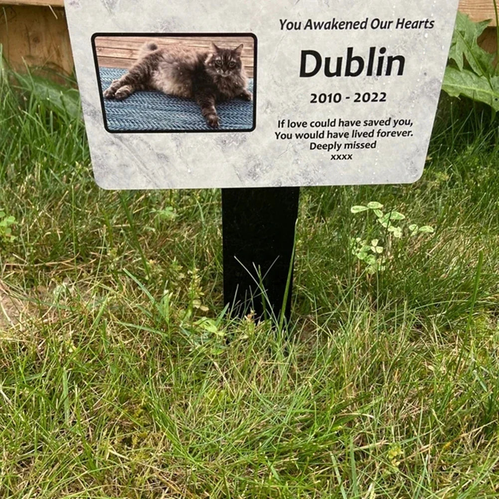 Personalized Pet Memorial Stake – Acrylic Grave Marker for Dog & Cat with Photo & Text