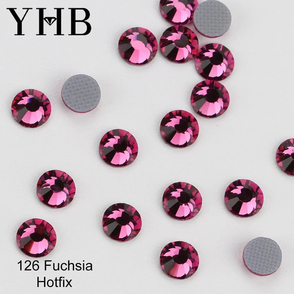 YHB 101-127 Hotfix Crystal Rhinestones - Glitter Glass Flatback Gems for Bags, Shoes, Garments, Phone & Nail Art DIY