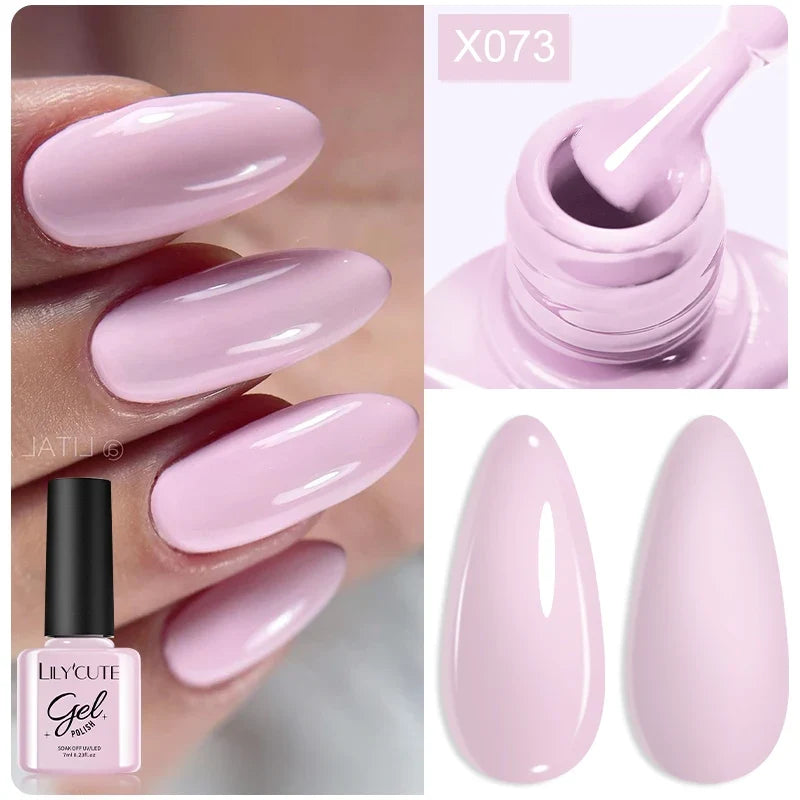 LILYCUTE Solid Color Gel Nail Polish 7ml - Semi-Permanent Soak Off UV LED Gel Varnish for Nail Manicure Art