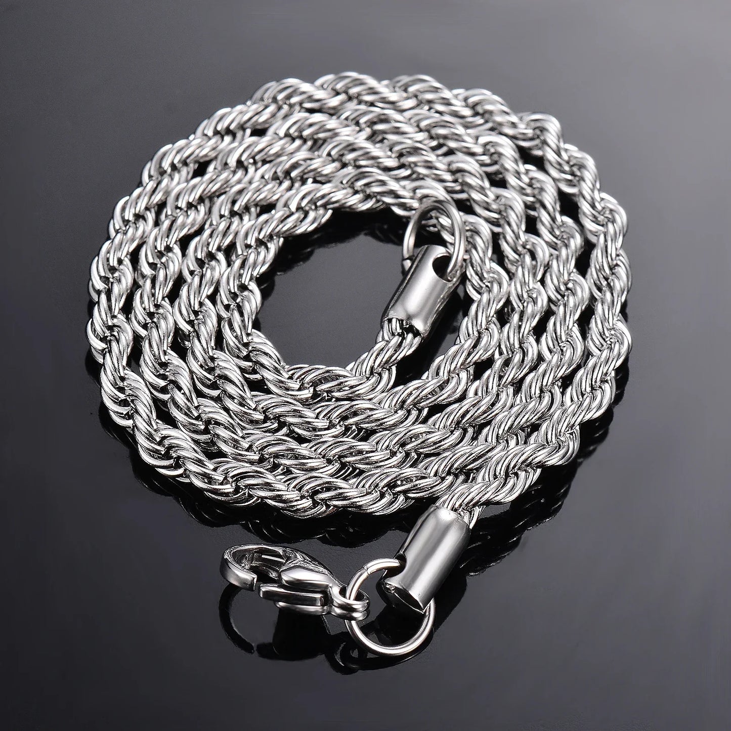 925 Sterling Silver Rope Chain Necklace & Bracelet — 2mm/3mm/4mm Width for Men & Women, Fashion Jewelry