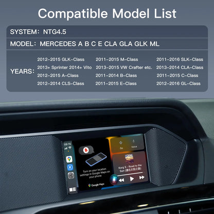 Wireless CarPlay Module for Mercedes Benz - Suitable for A, B, C, E, CLA, GLA, GLK, ML, Sprinter NTG4.5 | Android Auto Navigation Becker