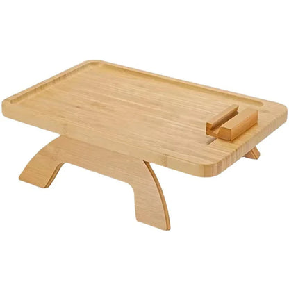 Bamboo Sofa Tray Table – Clip-On Side Table with Phone Holder for Couch Arm