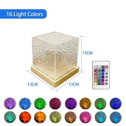 Dynamic Rotating Water Ripple Projector Night Light – 16 Color Flame Crystal Lamp for Living Room, Study, and Bedroom
