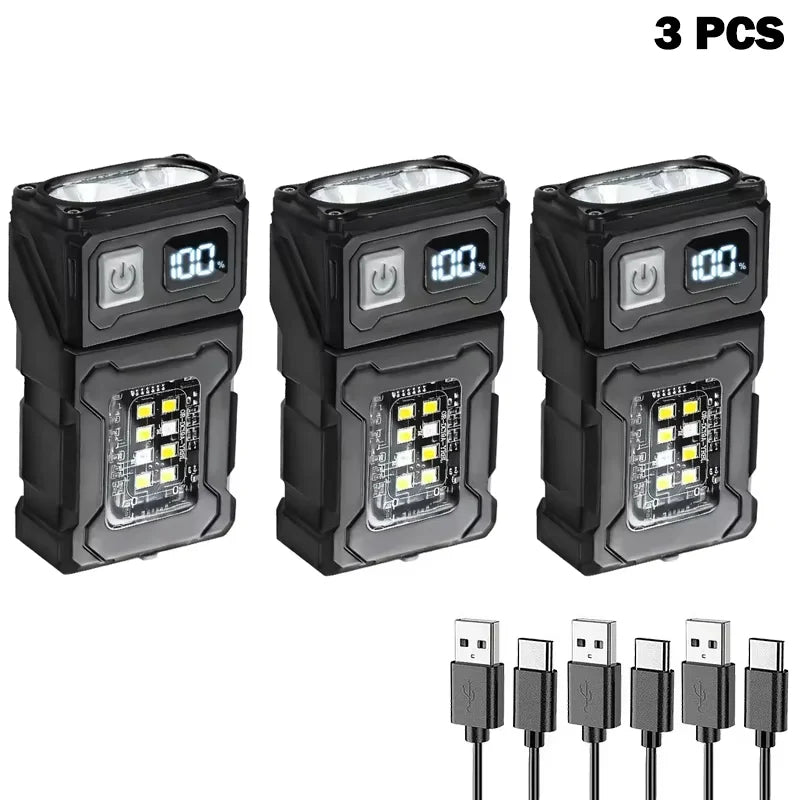 Tactical Mini LED Flashlight - Rechargeable EDC Work Light for Outdoor Camping Hiking and Molle Gear