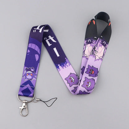 Anime Gengar Lanyard for Keys – Cartoon ID Card, Mobile Phone Strap, USB Badge Holder, DIY Keychain Gift