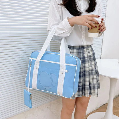Japanese Lolita Heart JK School Bag | Fashion PU Oxford Handbag for Women, Students & Cosplay Anime Shoulder Bag