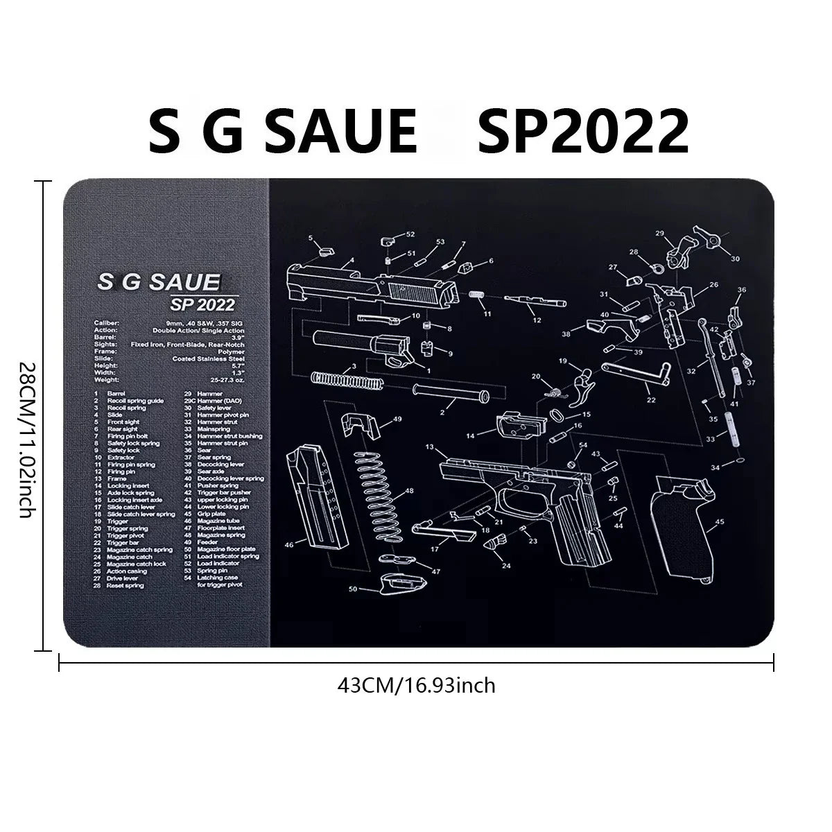 Gun Cleaning Rubber Mat Mouse Pad – AR15, AK47, Remington 870, GLOCK Gen4/Gen5, CZ-75, P220, P226, P229, Beretta 92, 1911 3D Work Mat