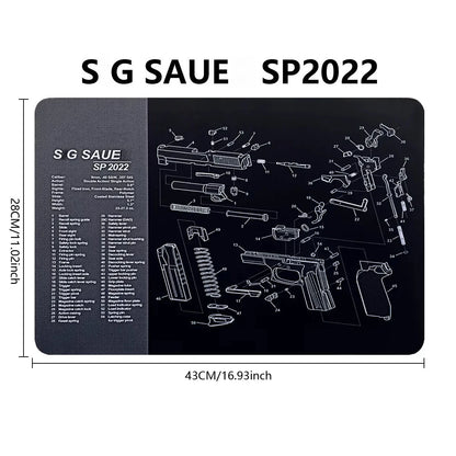 Gun Cleaning Rubber Mat Mouse Pad – AR15, AK47, Remington 870, GLOCK Gen4/Gen5, CZ-75, P220, P226, P229, Beretta 92, 1911 3D Work Mat