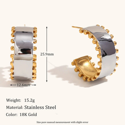 La.Muses Mix Color Round Bead Jewelry Set – Stainless Steel Earrings, Ring & Bracelet High-End Fashion Gift for Women